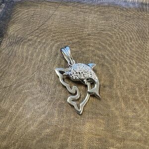 925 Sterling Silver with Moissanite Dolphin Pendant